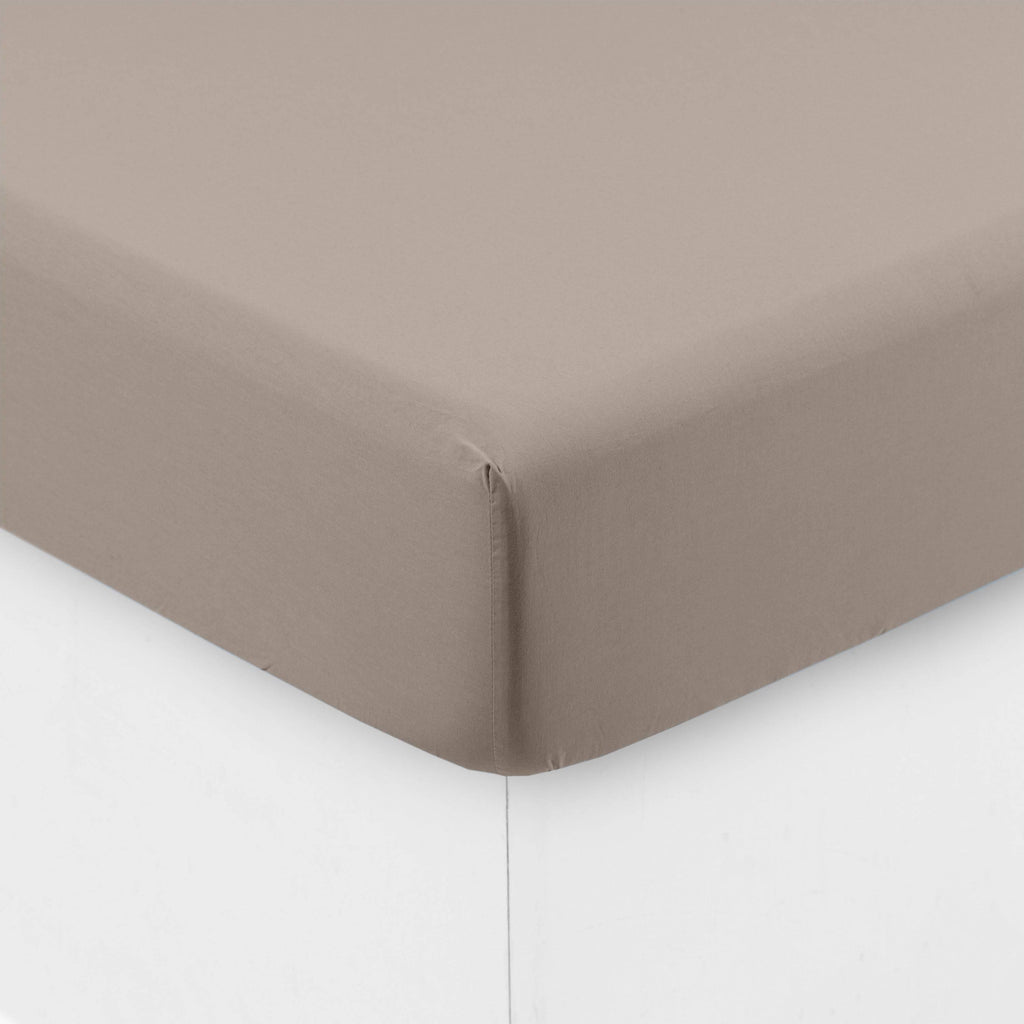 Fitted Sheet in Washed Cotton Songe Beige Grey - Carré Blanc Canada