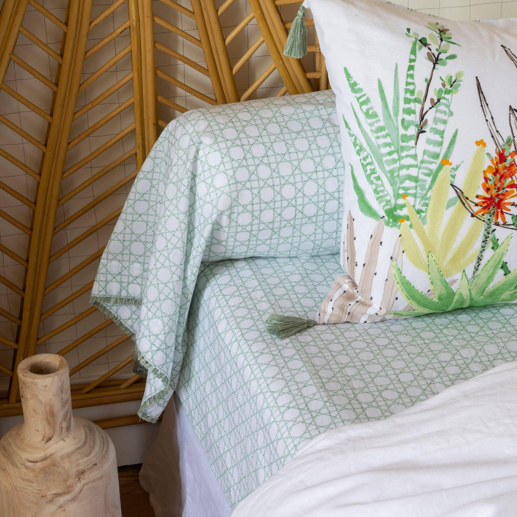 Fitted Sheet Pure Washed Cotton Aloe Vera - Carré Blanc Canada