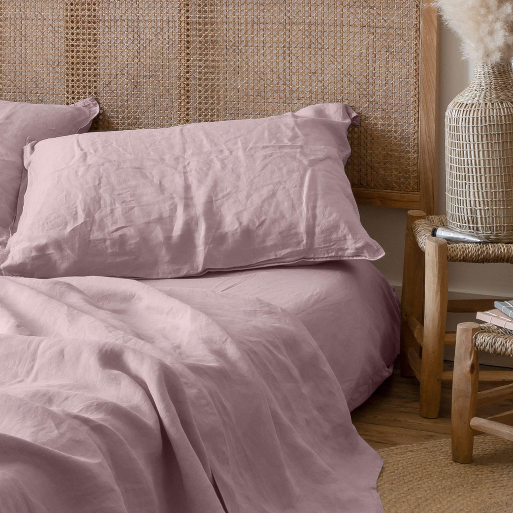 Fitted Sheet in Washed Cotton Songe Powder - Carré Blanc Canada