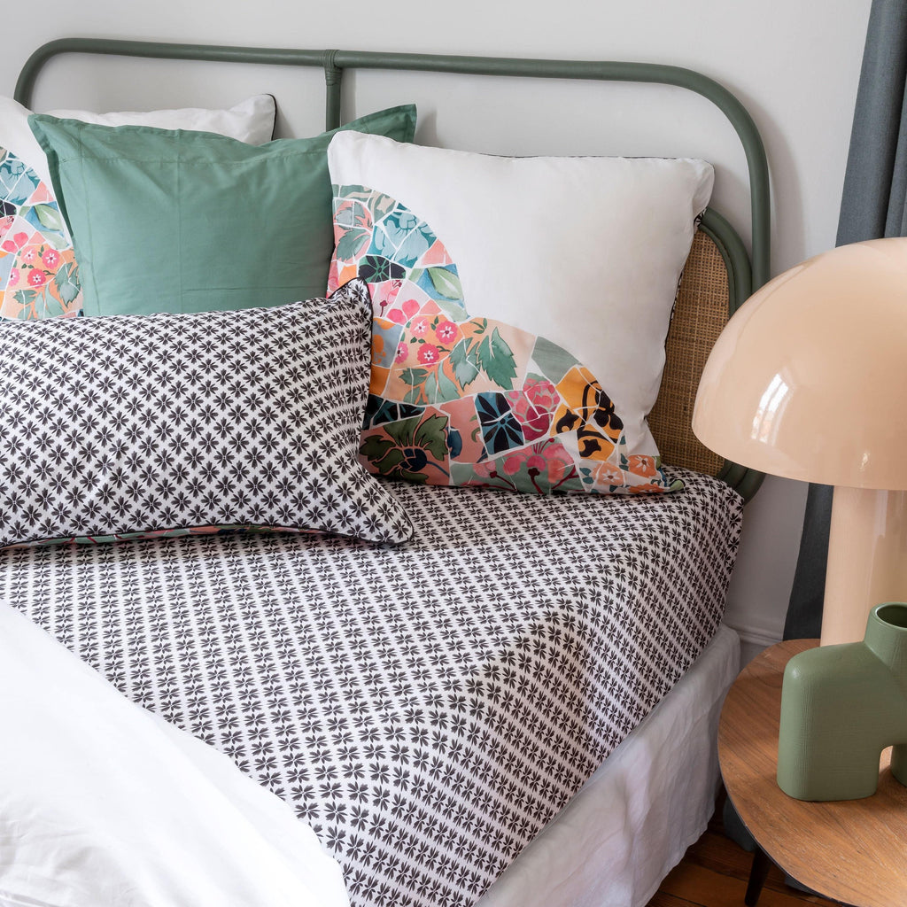 Fitted Sheet Azulejos in Cotton Percale - Carré Blanc Canada