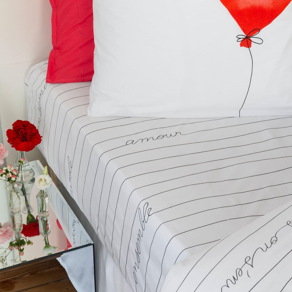 Fitted Sheet in Cotton Percale Mon Amour - Carré Blanc Canada