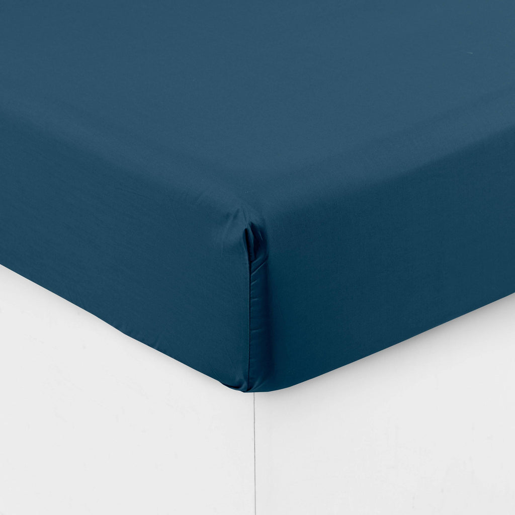 Fitted Sheet in Cotton Percale Neo Prussian Blue - Carré Blanc Canada