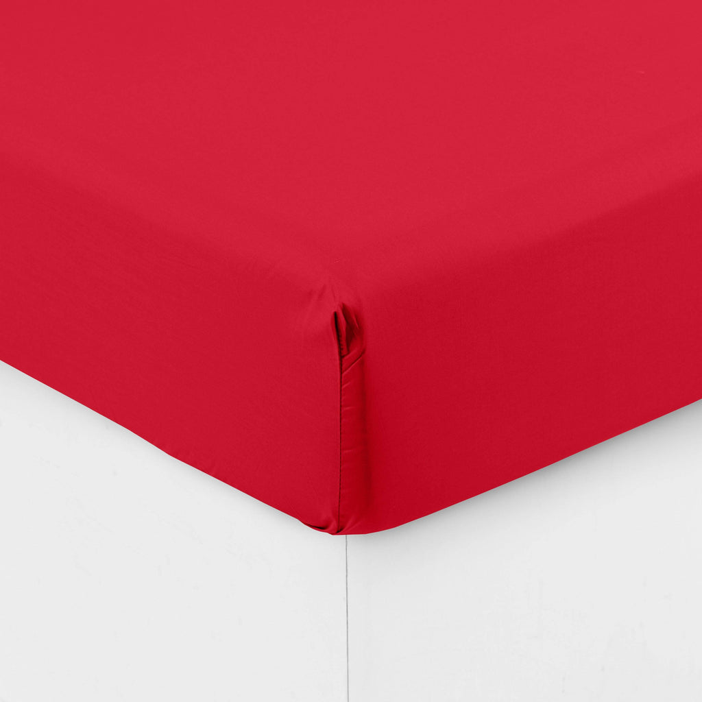 Fitted Sheet in Cotton Percale Neo Red - Carré Blanc Canada