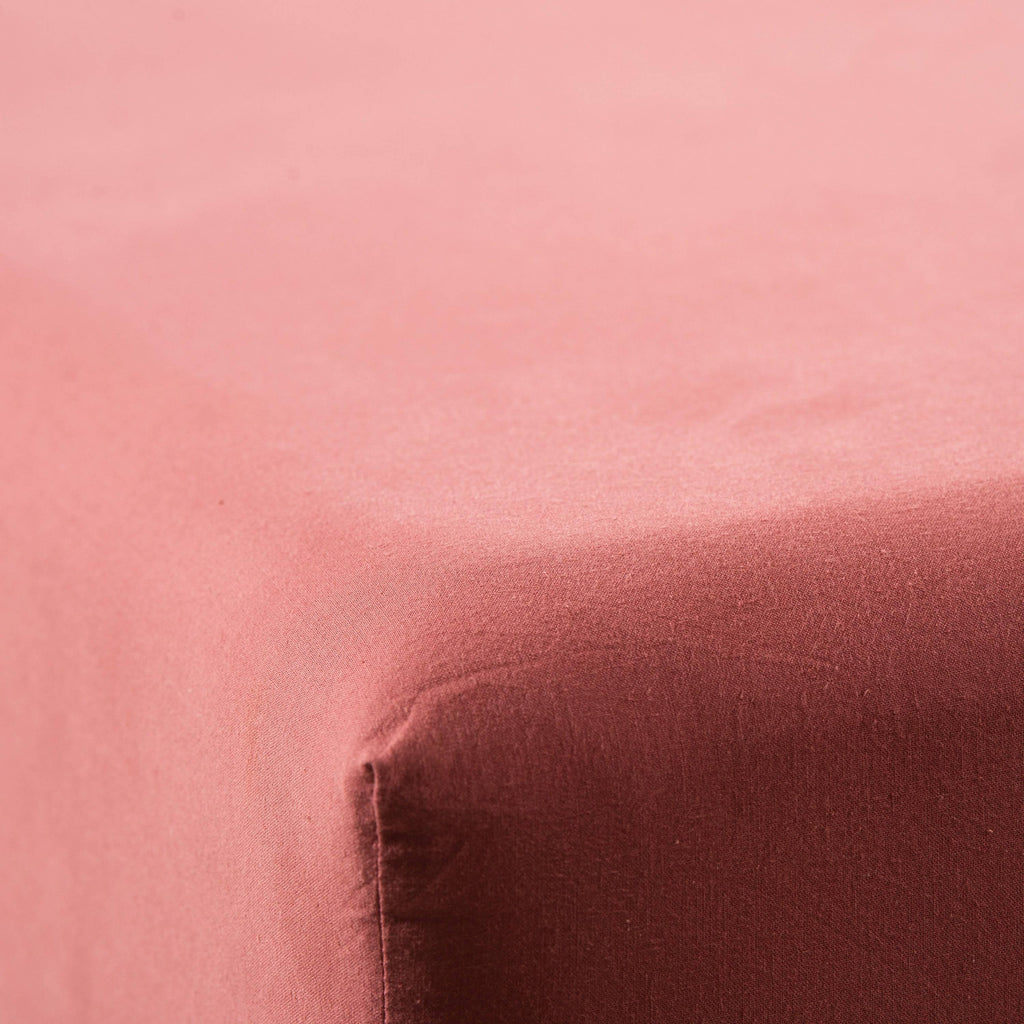 Fitted Sheet in Washed Cotton Songe Rosewood - Carré Blanc Canada