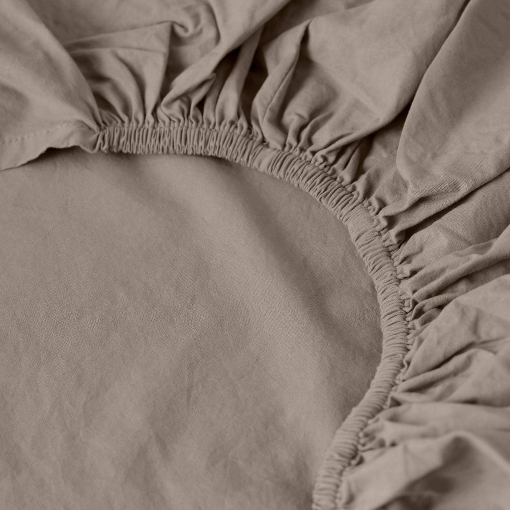 Fitted Sheet in Washed Cotton Songe Taupe - Carré Blanc Canada