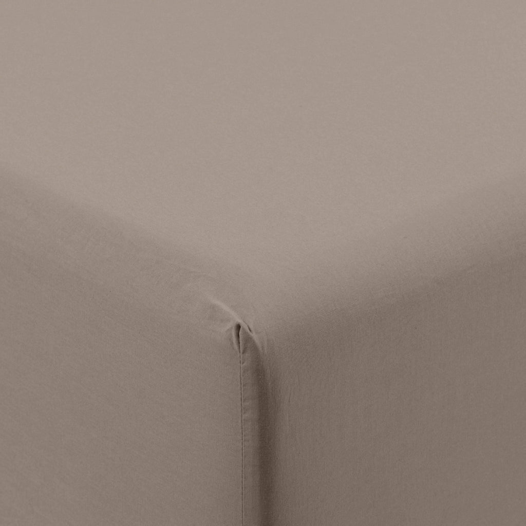 Fitted Sheet in Washed Cotton Songe Taupe - Carré Blanc Canada