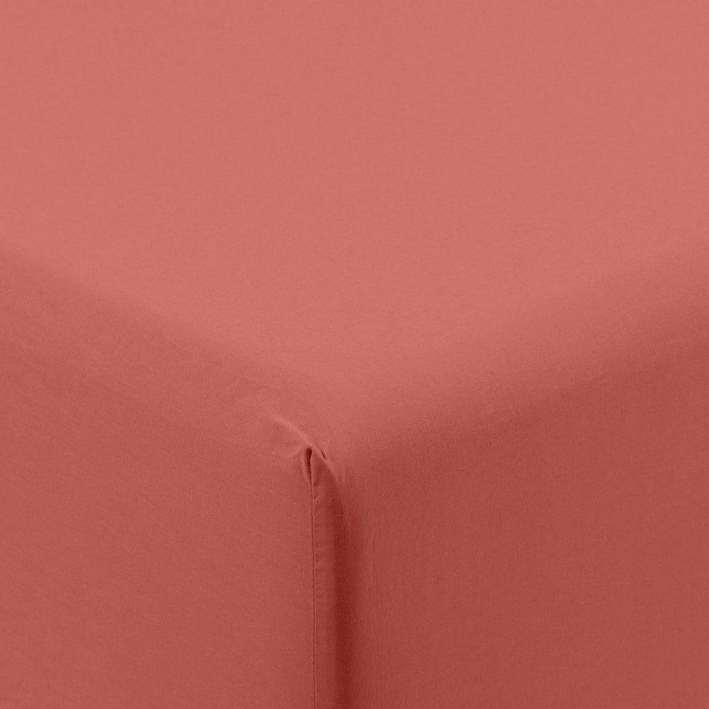Fitted Sheet in Washed Cotton Songe Terracotta - Carré Blanc Canada