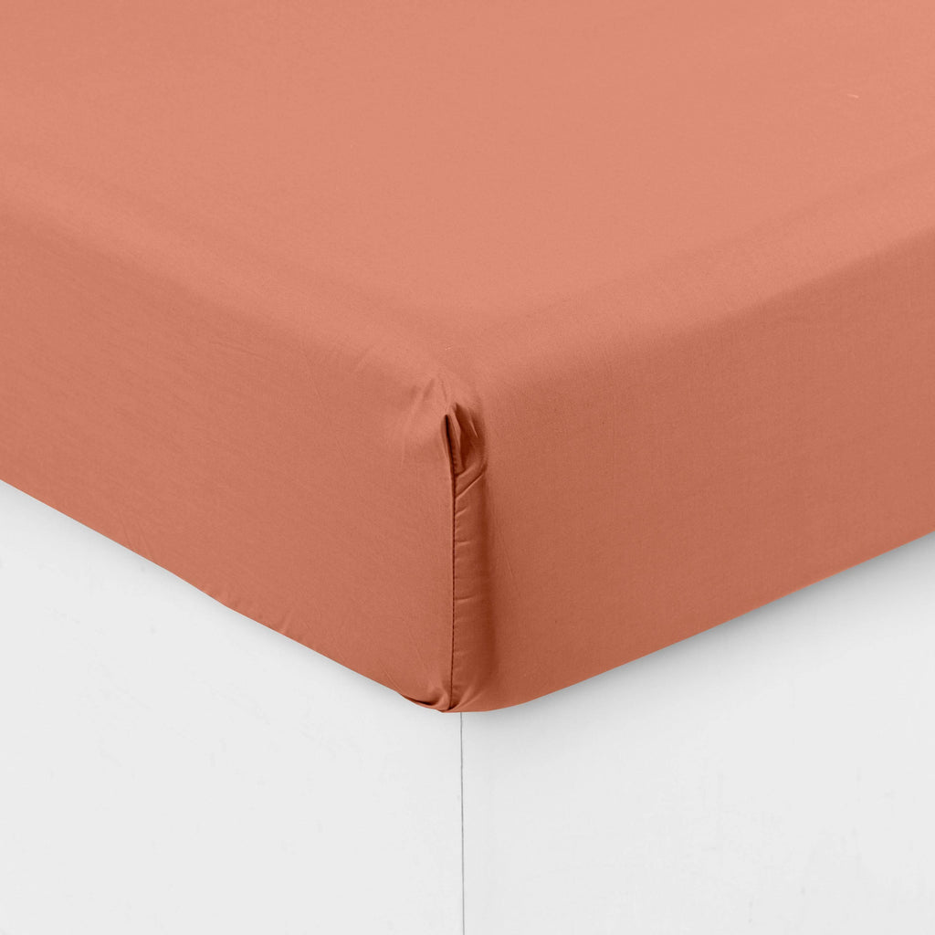 Fitted Sheet in Cotton Percale Neo Terracotta - Carré Blanc Canada