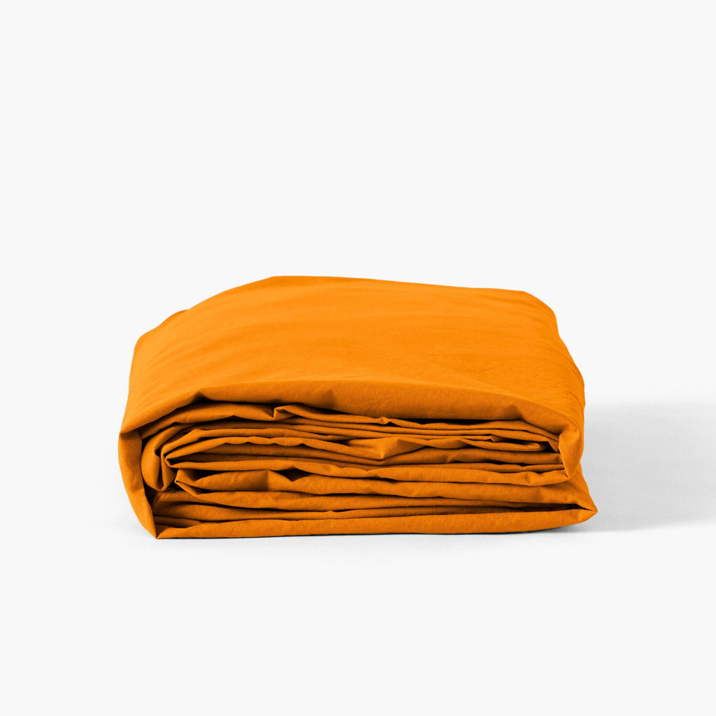 Songe Washed Cotton Fitted Sheet Turmeric - Carré Blanc Canada