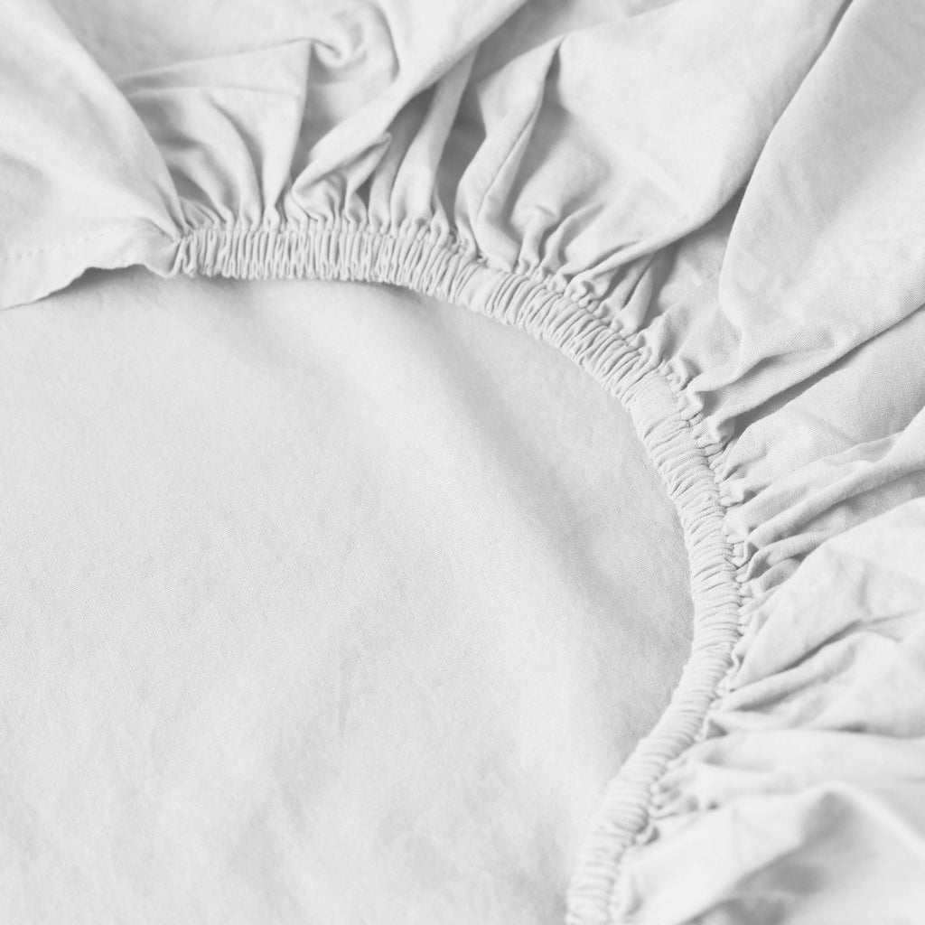 Fitted Sheet in Washed Cotton Songe White - Carré Blanc Canada