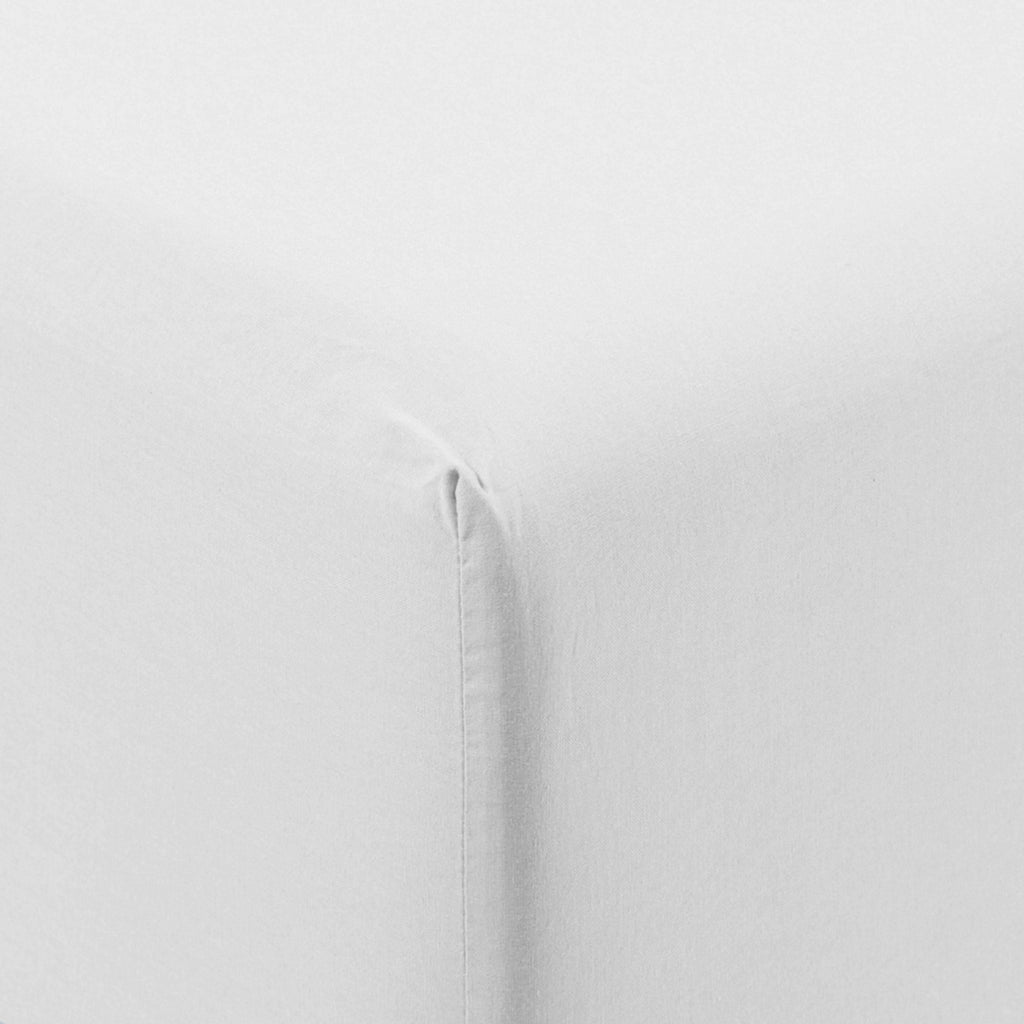 Fitted Sheet in Washed Cotton Songe White - Carré Blanc Canada