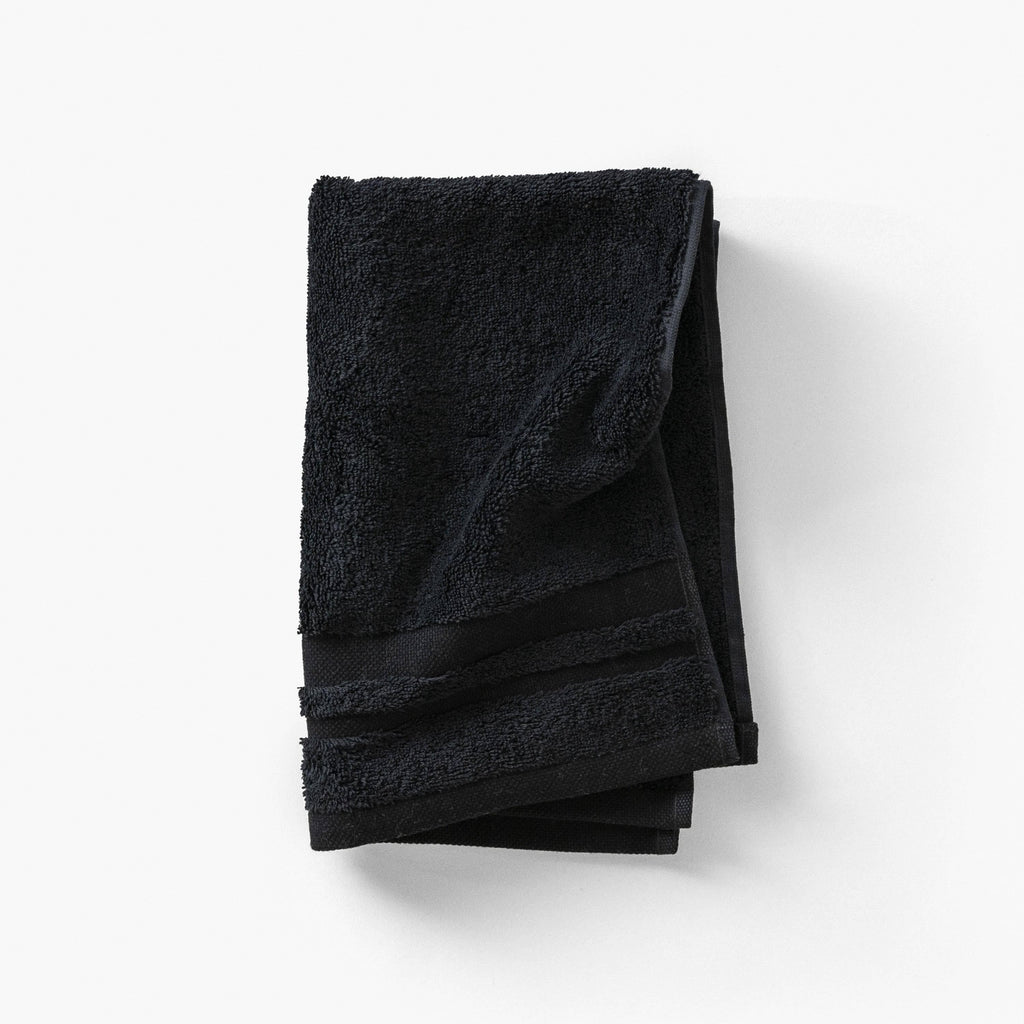 Lola II Black Cotton Guest Towel - Carré Blanc Canada