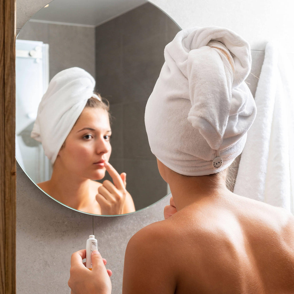 Hair Towel in Organic Cotton Naturelle Velour - Carré Blanc Canada