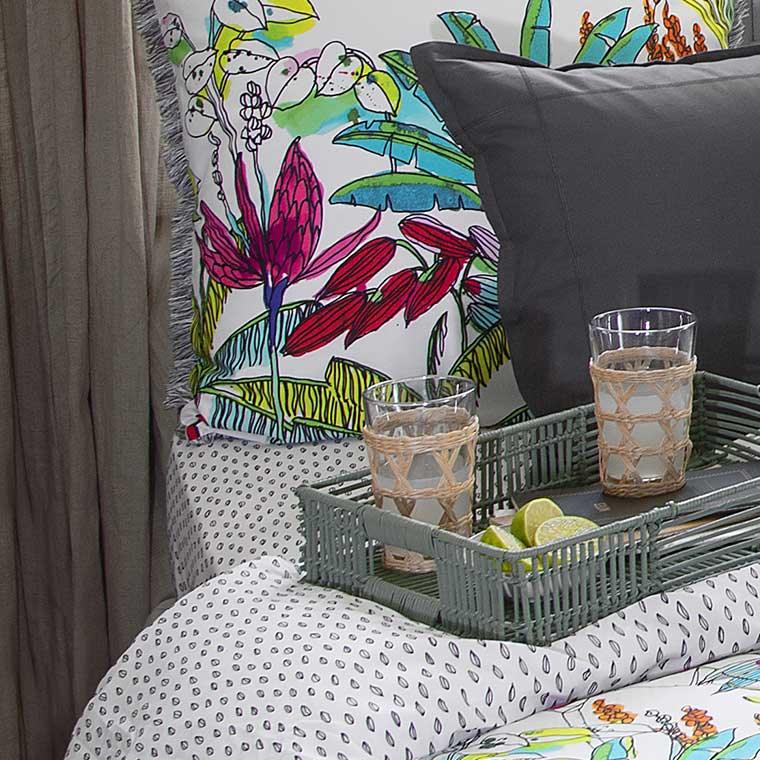 Fitted Sheet in Printed Cotton Percale Maripa - Carré Blanc Canada