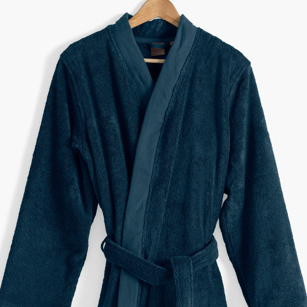 Romeo Blue Cotton Bathrobe for Men - Carré Blanc Canada