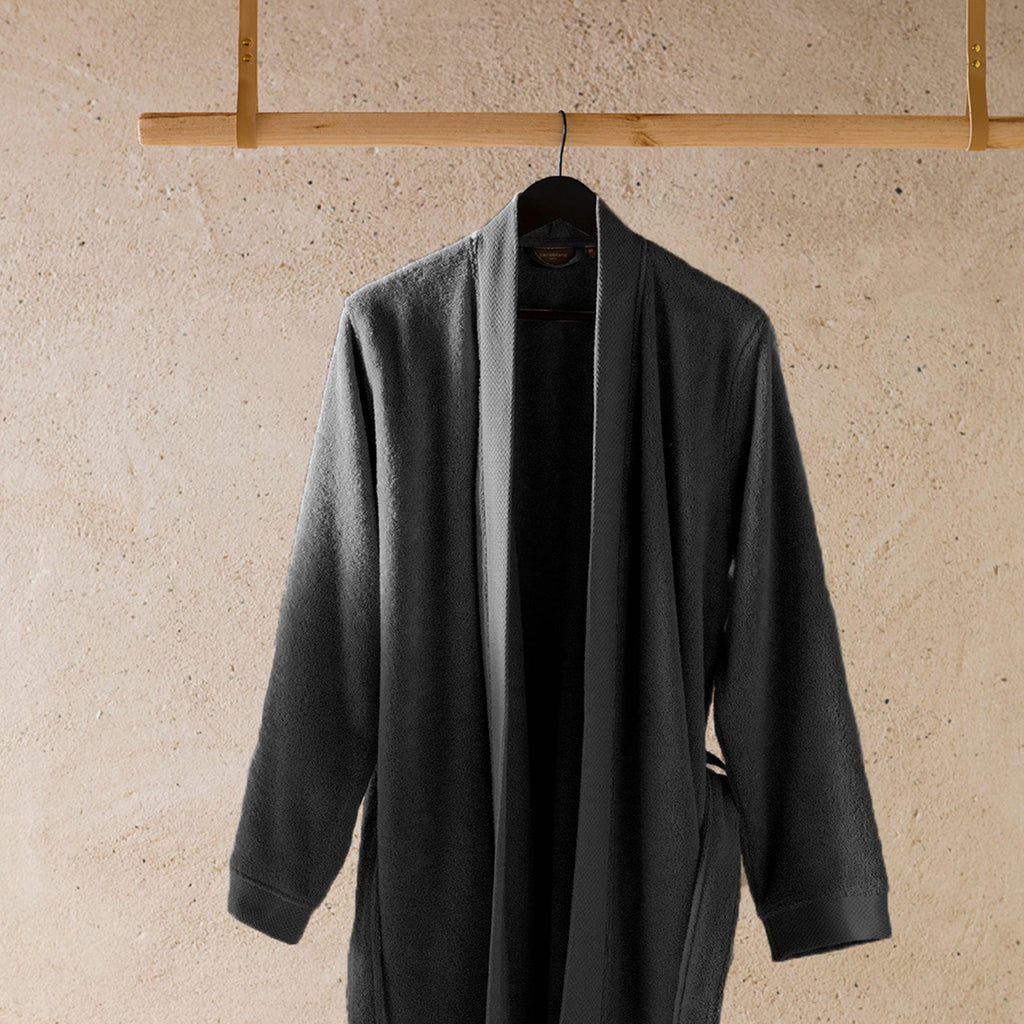 Romeo Anthracite Cotton Bathrobe for Men - Carré Blanc Canada
