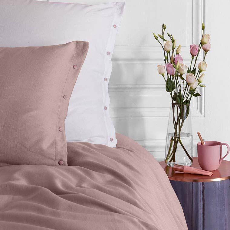 Rectangular Pillowcase in Organic Washed Cotton Sateen Quartz Blush - Carré Blanc Canada