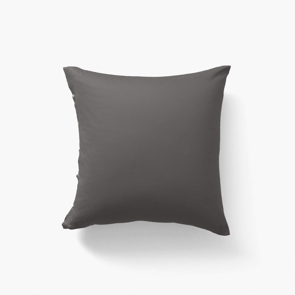 Square Pillowcase in Organic Washed Cotton Satin Quartz Pebble - Carré Blanc Canada