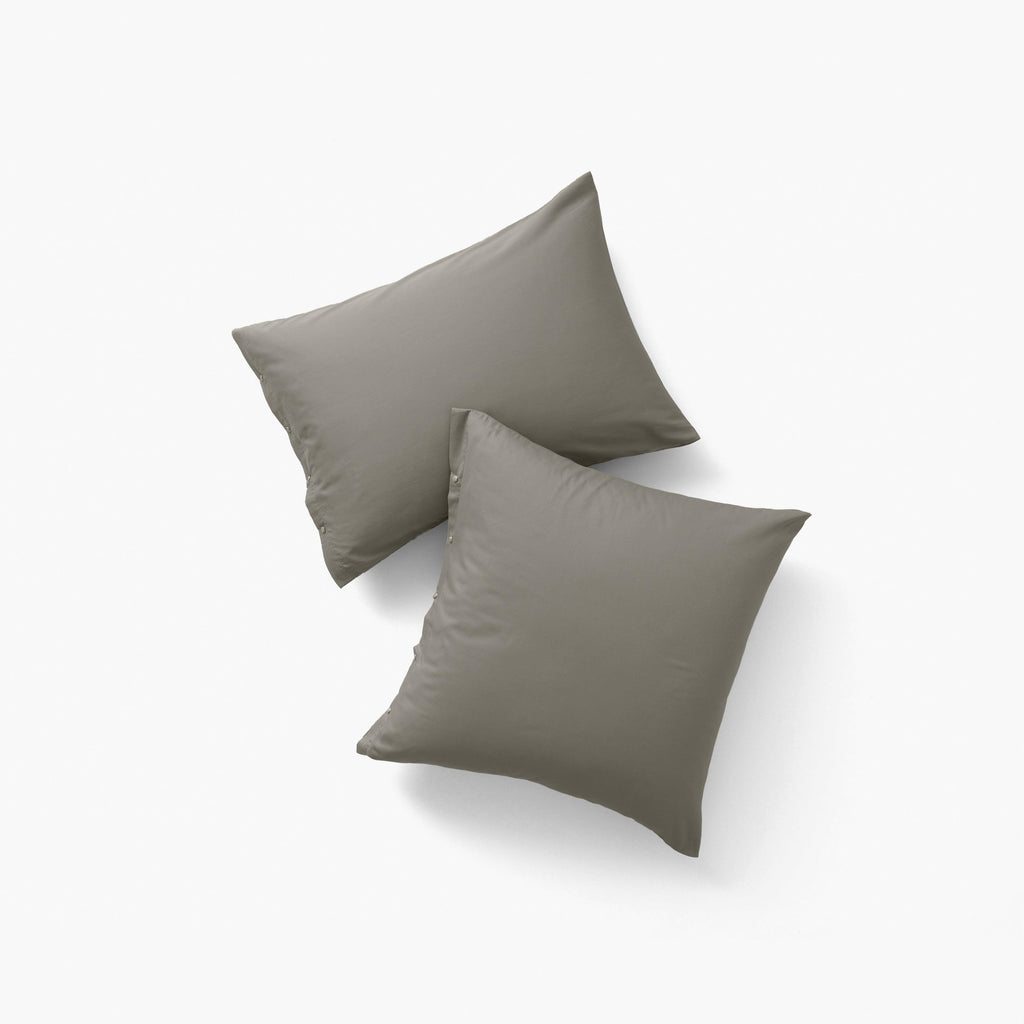 Square Pillowcase in Organic Washed Cotton Satin Quartz Jade - Carré Blanc Canada