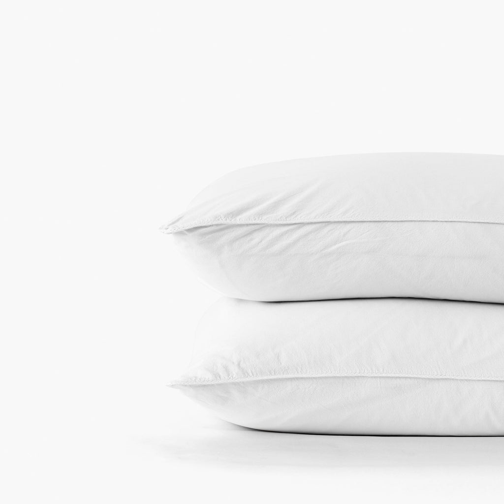 Square Pillowcase in Pure Organic Washed Cotton Souffle White - Carré Blanc Canada