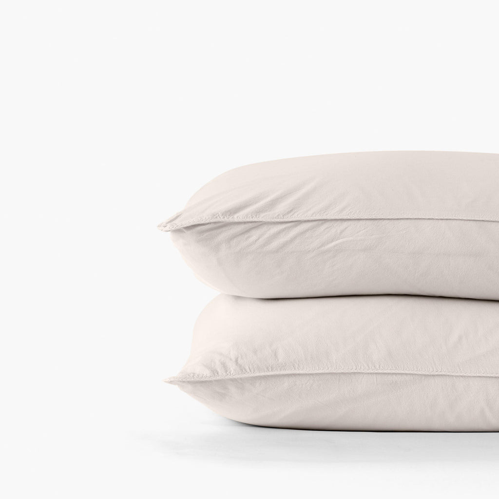 Rectangular Pillowcase in Pure Organic Washed Cotton Souffle Vanilla - Carré Blanc Canada