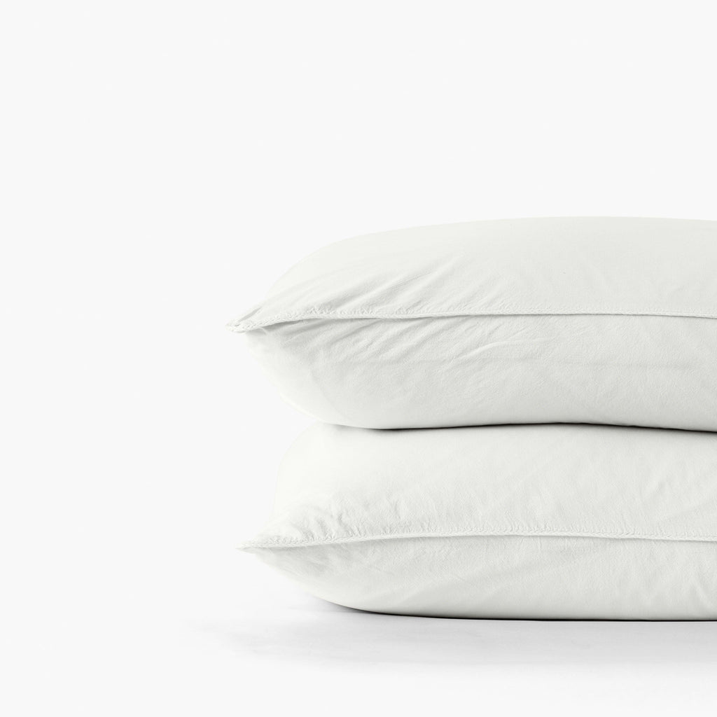 Square Pillowcase in Pure Organic Washed Cotton Souffle Cloud - Carré Blanc Canada