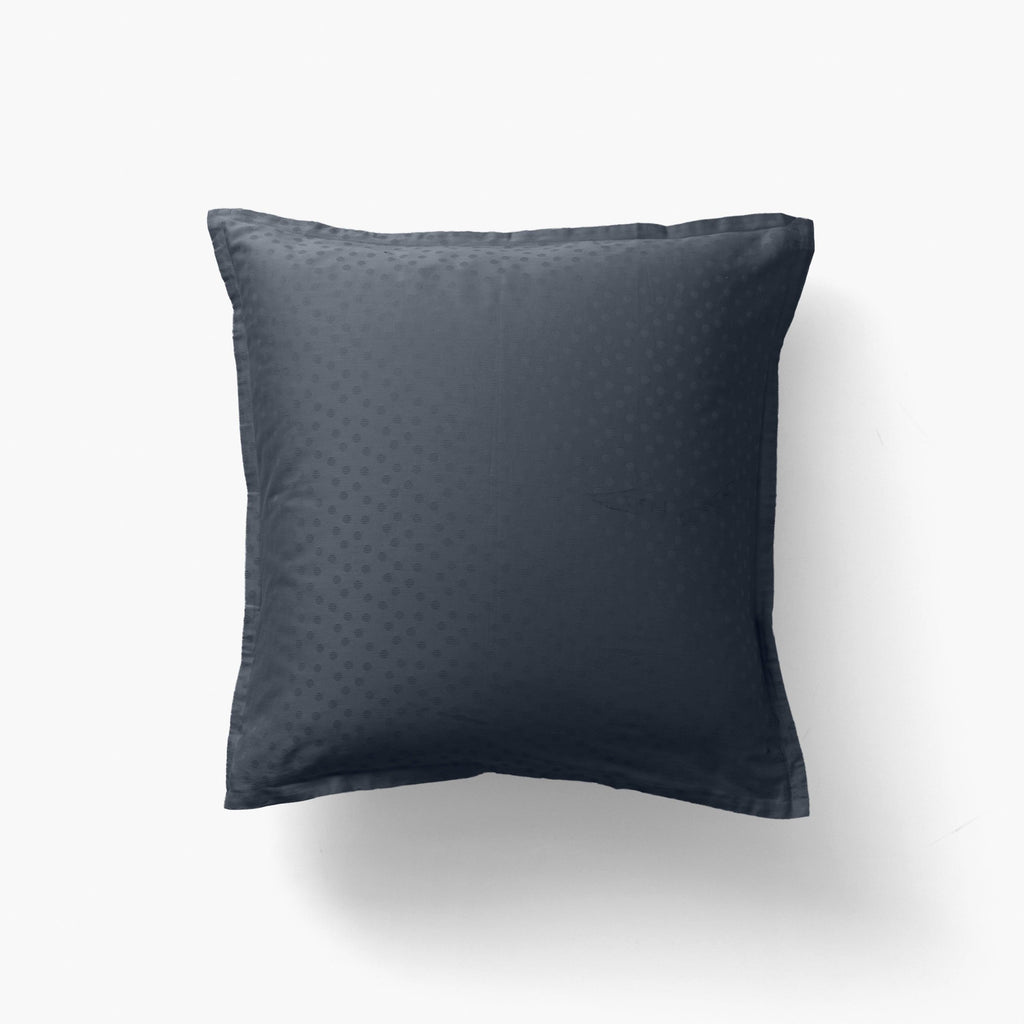 Square Pillowcase in Cotton Sateen Jacquard Prestige Midnight Blue - Carré Blanc Canada