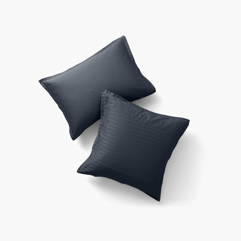 Rectangular Pillowcase in Cotton Sateen Jacquard Prestige Midnight Blue - Carré Blanc Canada