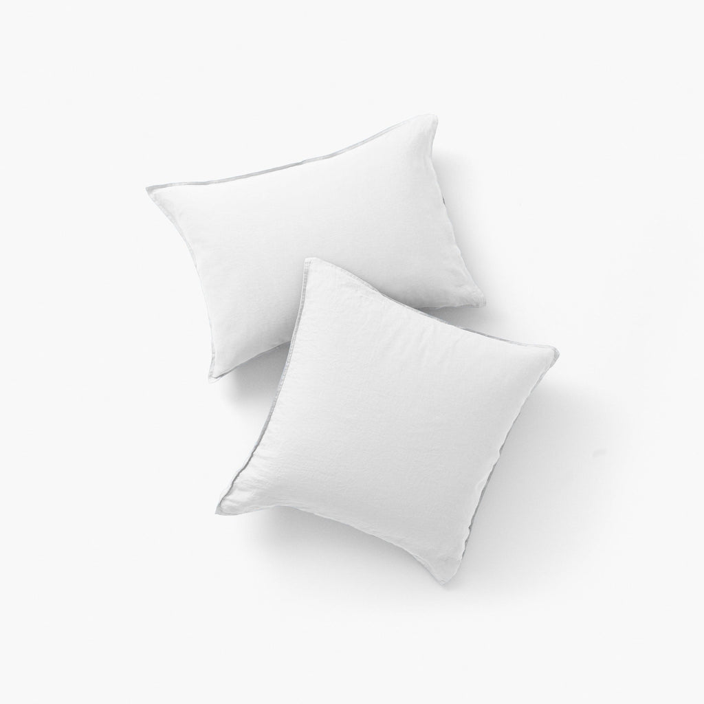 Square Pillowcase in Washed Linen Songe White - Carré Blanc Canada