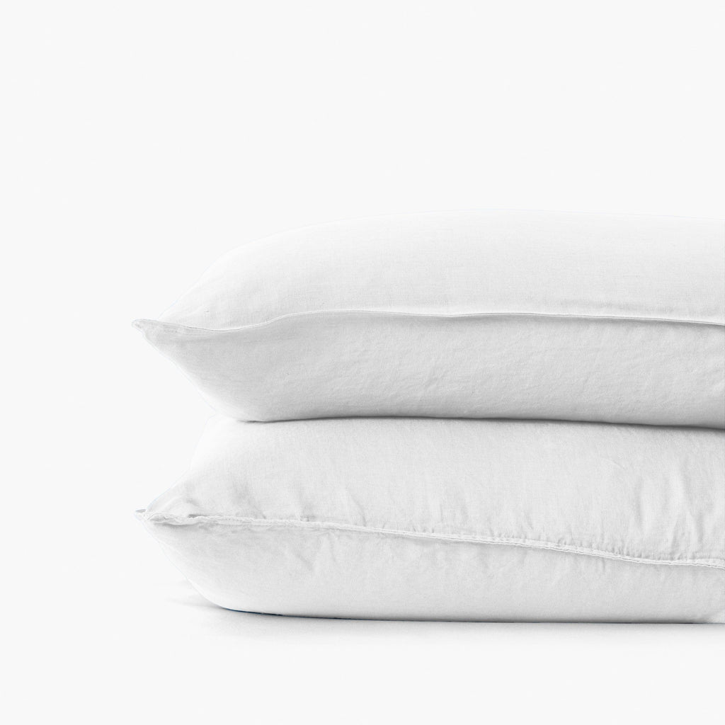 Square Pillowcase in Washed Linen Songe White - Carré Blanc Canada