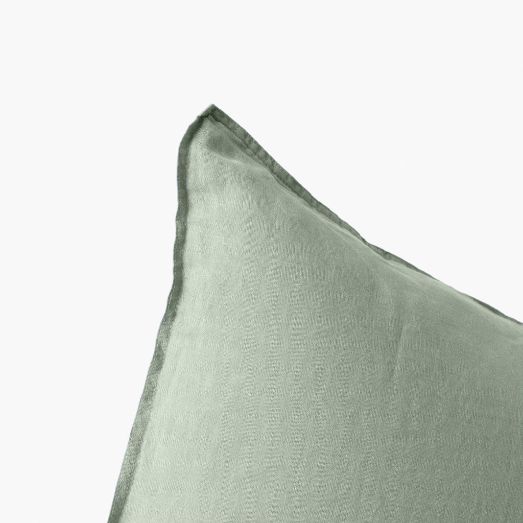 Square Pillowcase in Washed Linen Songe Eucalyptus - Carré Blanc Canada