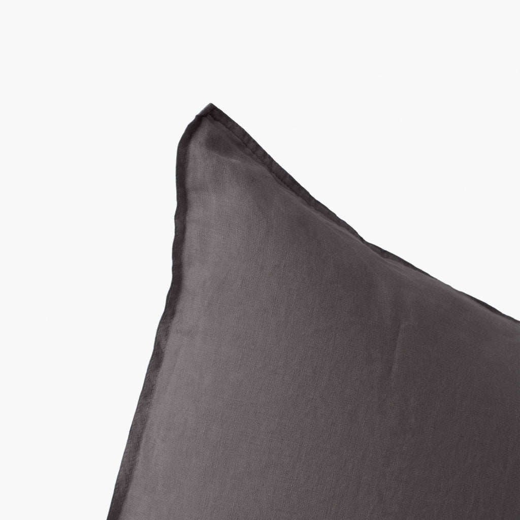 Square Pillowcase in Washed Linen Songe Charcoal - Carré Blanc Canada