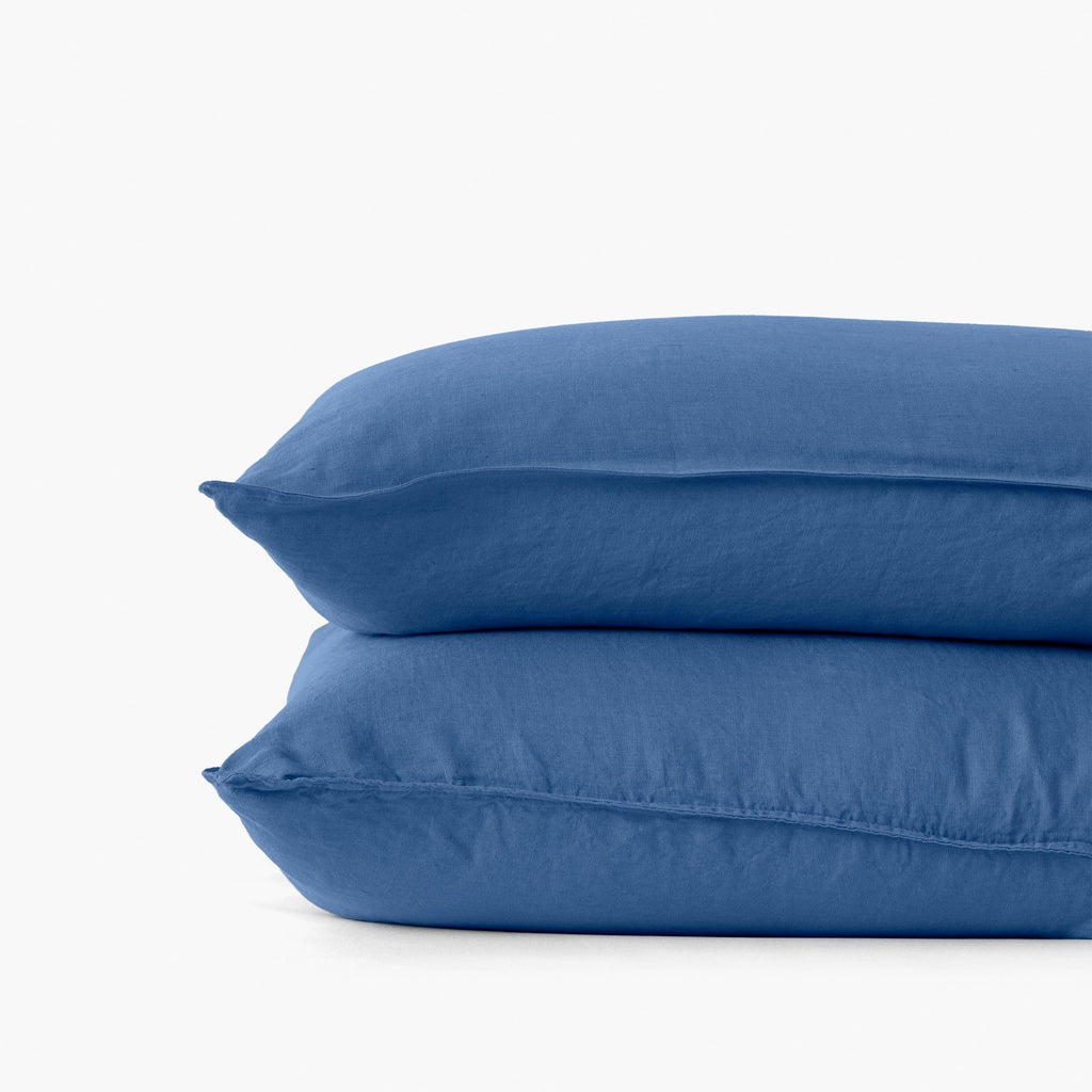 Rectangular Pillowcase in Washed Linen Songe China Blue - Carré Blanc Canada