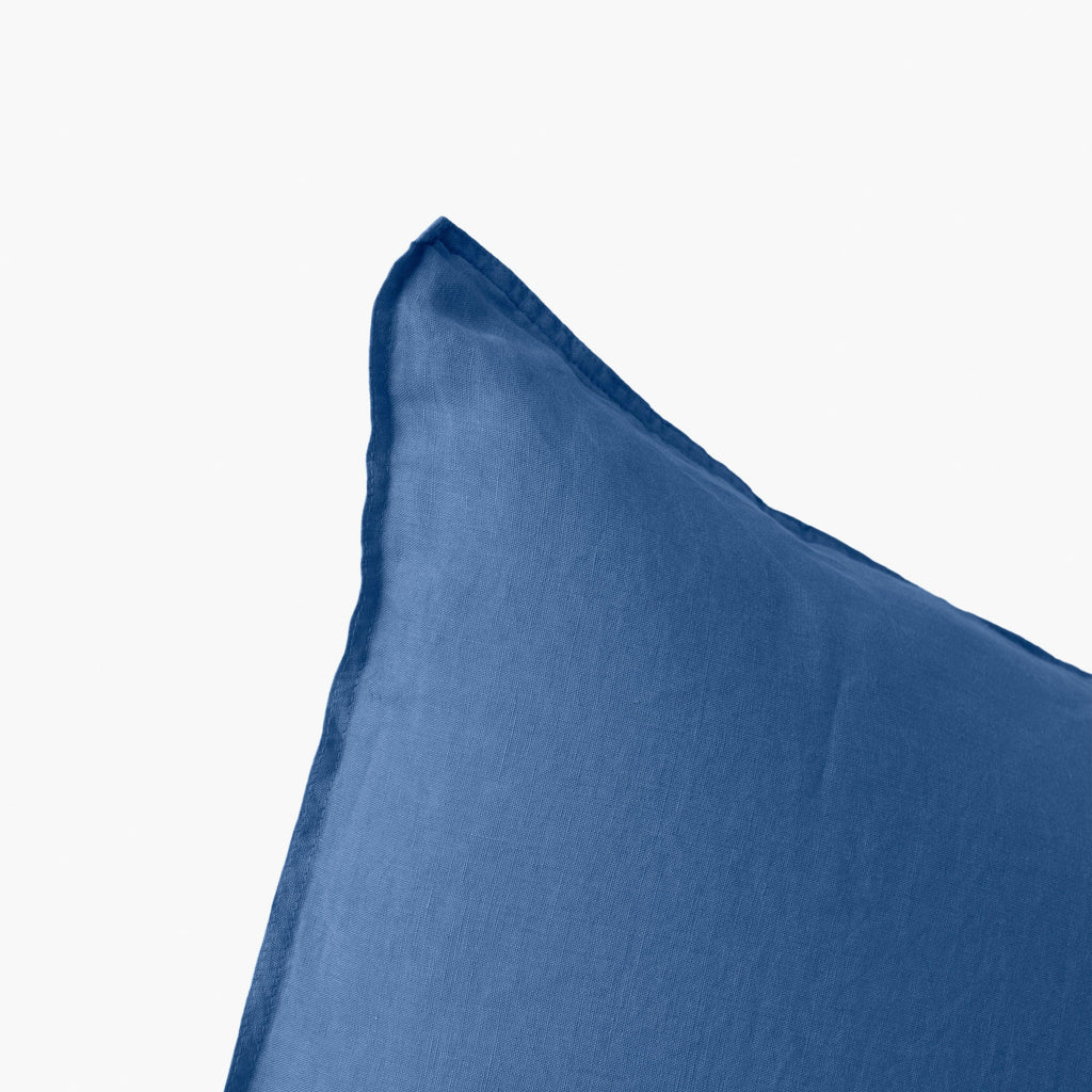 Square Pillowcase in Washed Linen Songe China Blue - Carré Blanc Canada