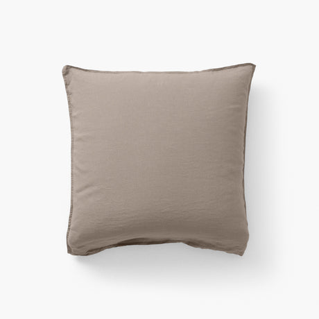 Square Pillowcase in Washed Linen and Cotton Songe Taupe - Carré Blanc Canada