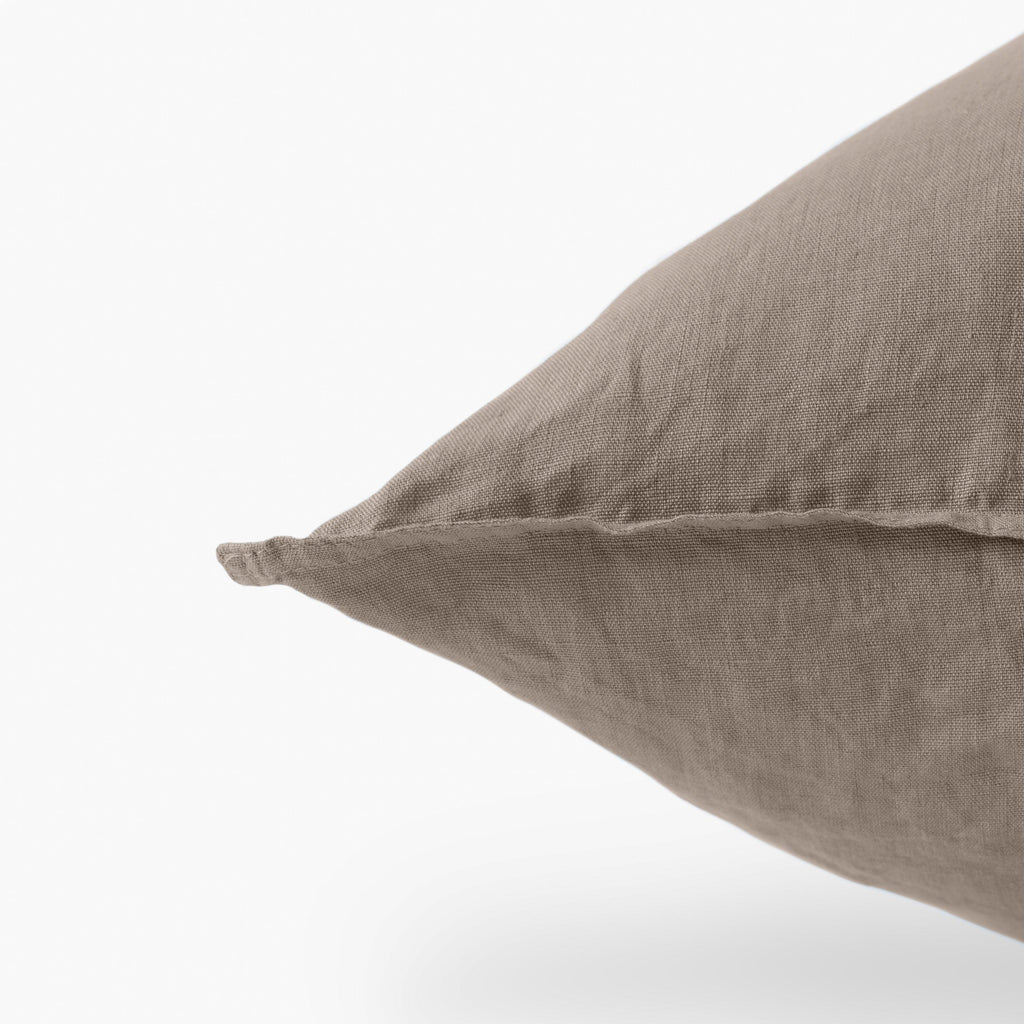 Square Pillowcase in Washed Linen and Cotton Songe Taupe - Carré Blanc Canada