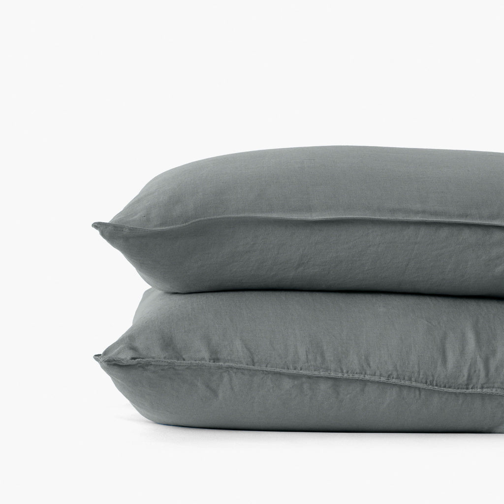 Rectangular Pillowcase in Washed Linen Songe Ash Khaki - Carré Blanc Canada