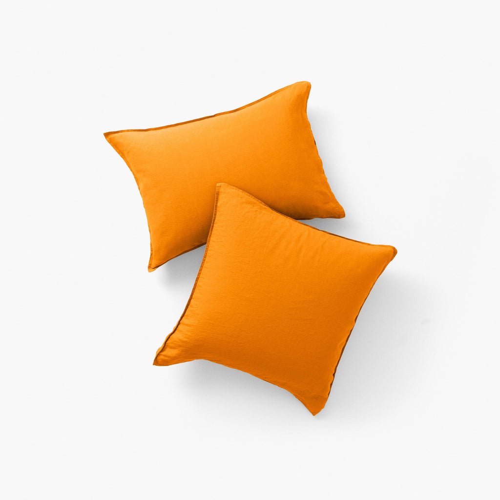 Square Pillowcase in Washed Linen Songe Turmeric - Carré Blanc Canada