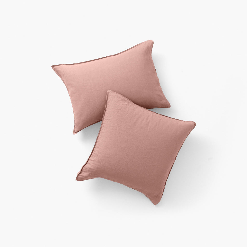Rectangular Pillowcase in Washed Linen Songe Ash Pink - Carré Blanc Canada