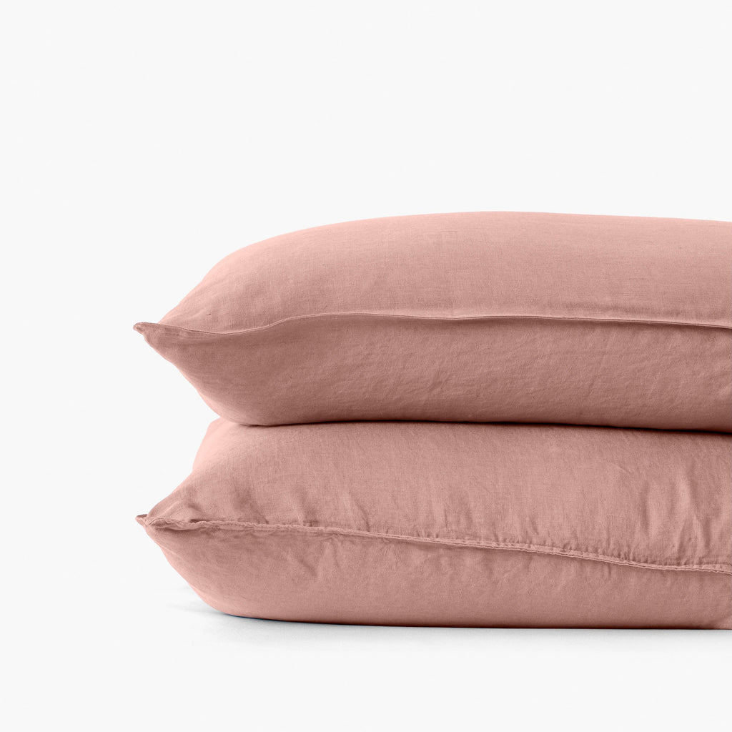 Square Pillowcase in Washed Linen Songe Ash Pink - Carré Blanc Canada