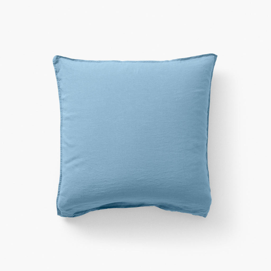 Square Pillowcase in Washed Linen Songe Baltic Blue - Carré Blanc Canada