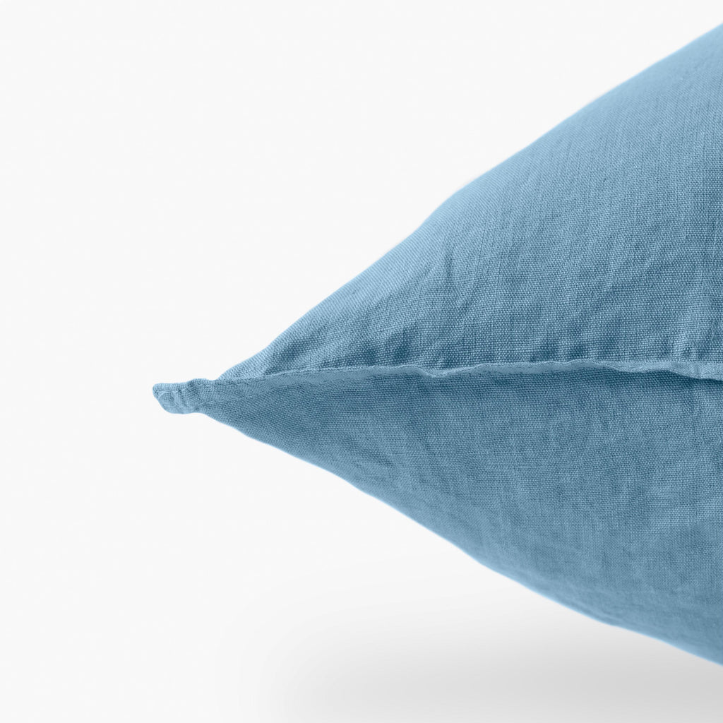Rectangular Pillowcase in Washed Linen Songe Baltic Blue - Carré Blanc Canada