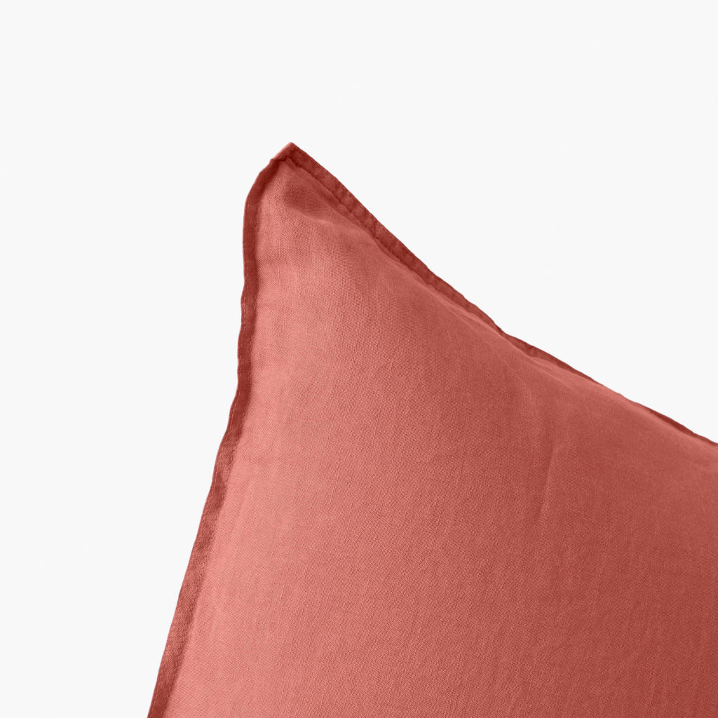 Square Pillowcase in Washed Linen Terracotta - Carré Blanc Canada