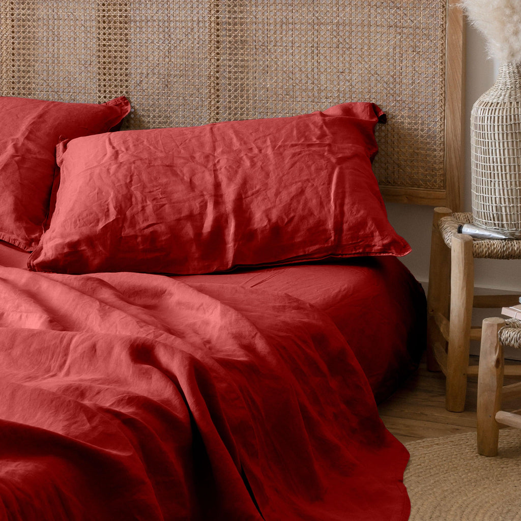 Square Pillowcase in Washed Linen Songe Sienne - Carré Blanc Canada