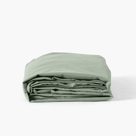 Fitted Sheet in Washed Cotton Songe Eucalyptus - Carré Blanc Canada