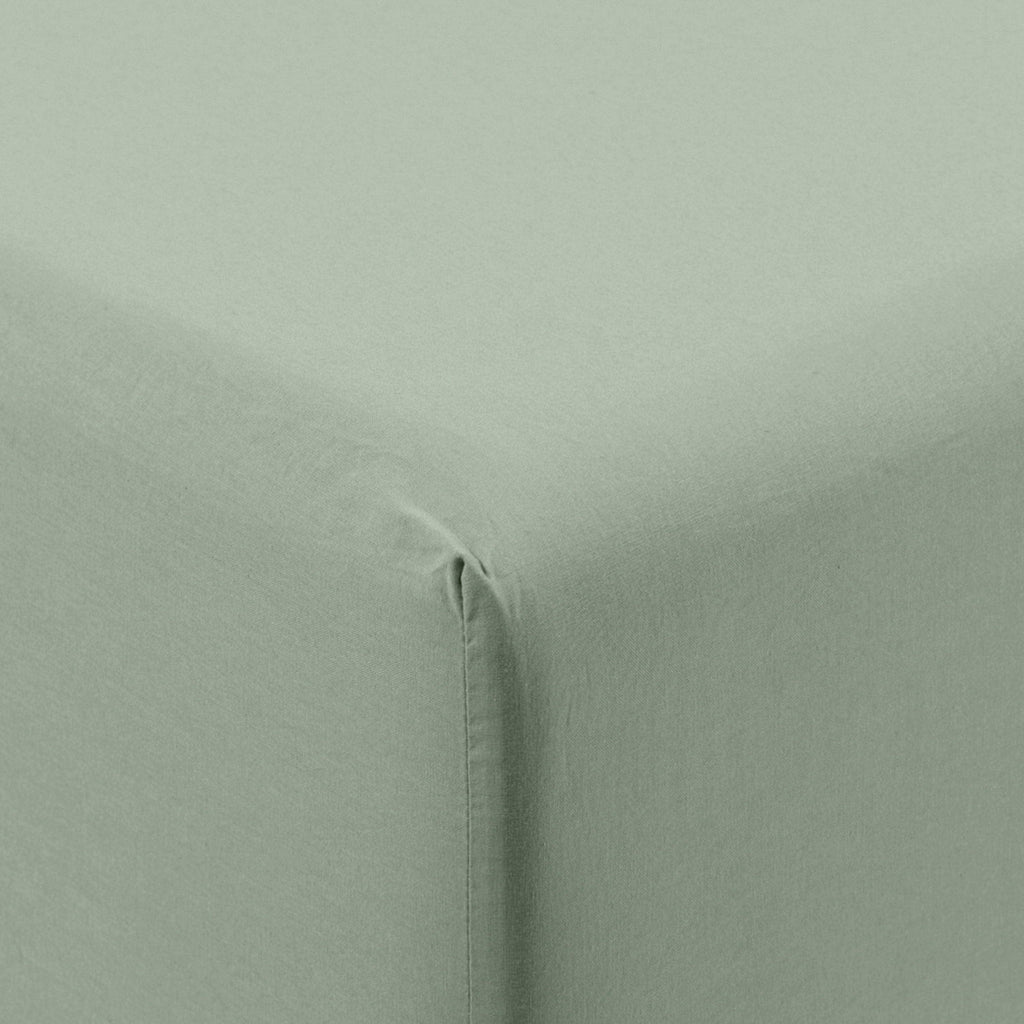 Fitted Sheet in Washed Cotton Songe Eucalyptus - Carré Blanc Canada