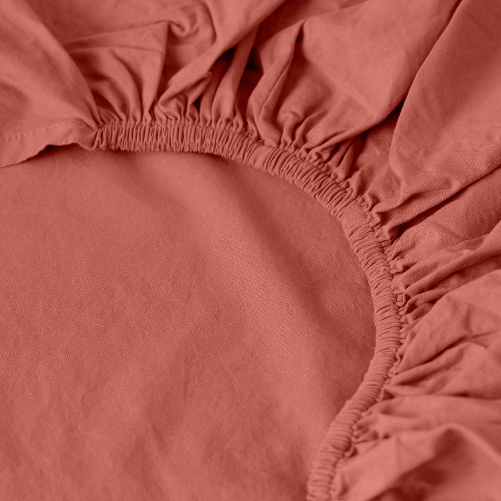Fitted Sheet in Washed Cotton Songe Terracotta - Carré Blanc Canada