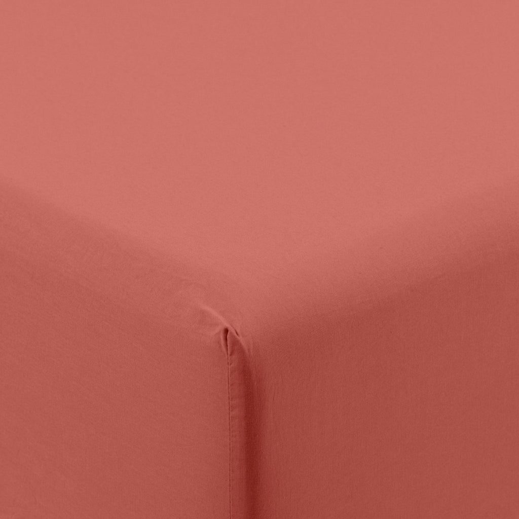 Fitted Sheet in Washed Cotton Songe Terracotta - Carré Blanc Canada