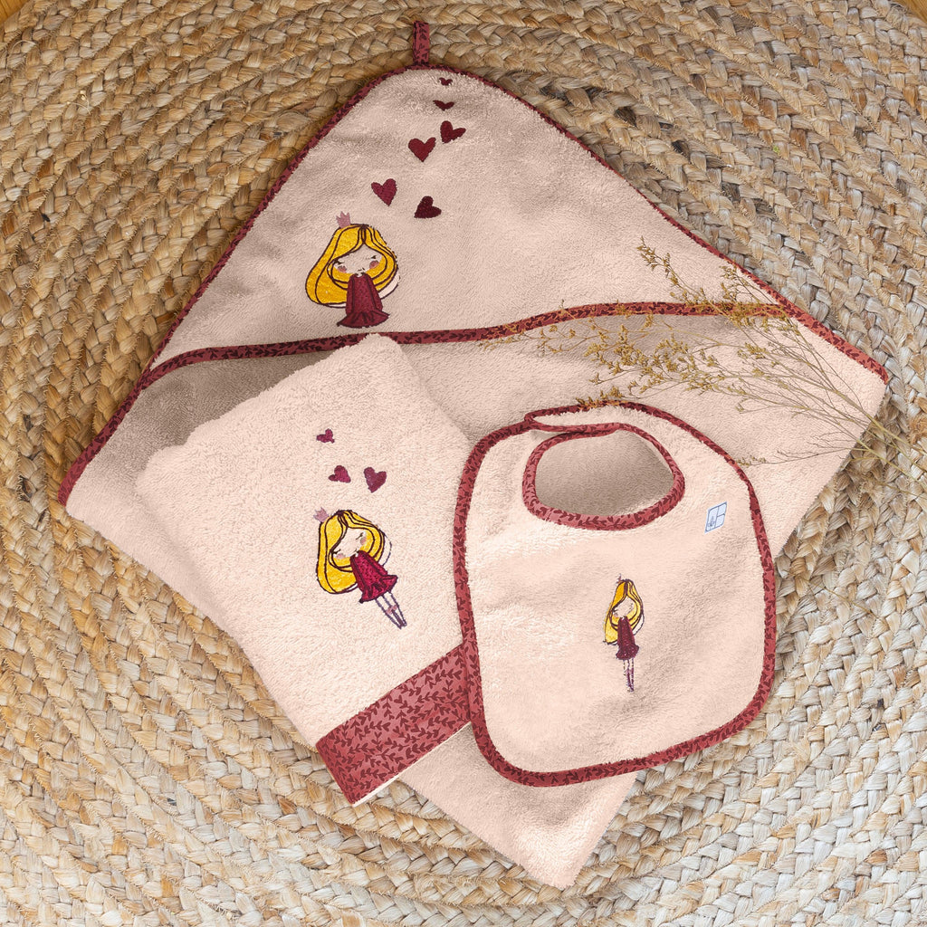 Mini Bib Organic Cotton Draw Blush - Carré Blanc Canada