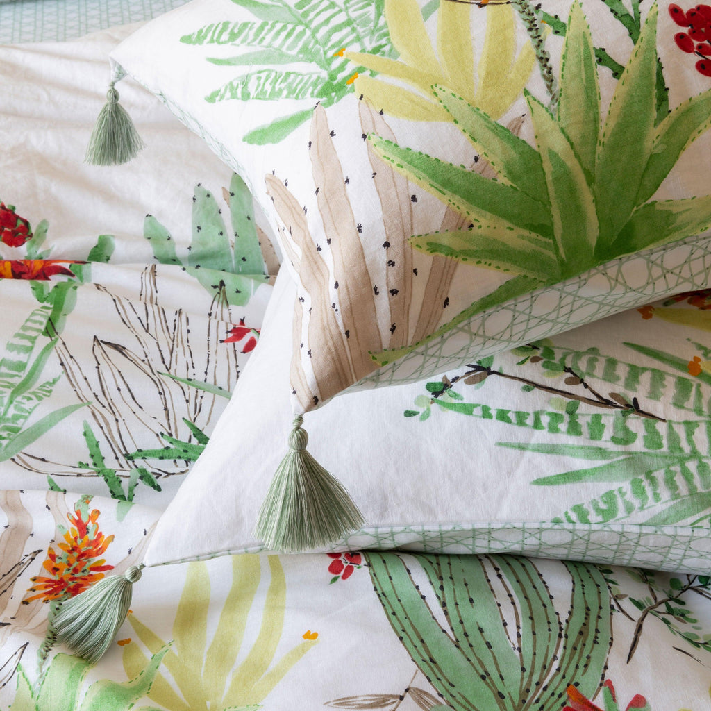 Square Pillowcase in Cotton and Linen Aloevera - Carré Blanc Canada